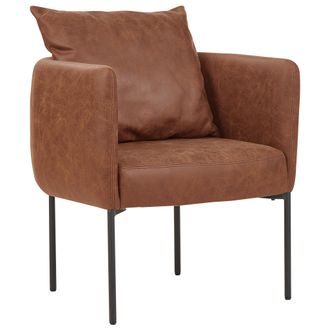 Beliani Beliani - Sill&oacute;n Elegante Con Coj&iacute;n Patas De Hierro Negras Estilo Retro Piel Sint&eacute;tica Marr&oacute;n Malmos