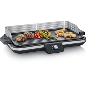 Severin Plancha Ajustable Hasta 230&deg;c Severin Pg8564 - Placa Extra&iacute;ble Antiadherente - Parilla El&eacute;ctrica Con Recolector De Grasa