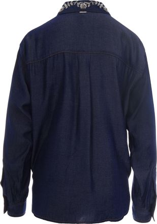 Liu Jo Womens Shirt With Removable Floral Collar, Chambray Blue Polyester