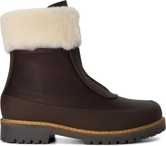 Dune London Womens Barbour Ladies Rowen - Zip-Front Ankle Boots - Brown Leather - Size UK 8