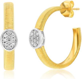Suzy Levian Suzy Levian Golden Helix Silver Cz Hoop Earrings