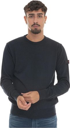 Peuterey Ronde hals trui met armlogo - Heren - Ronde hals truien - Blauw - 3XL - Katoen - Truien & Vesten