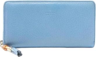 Gucci Pre-owned Bamboo Leather Long Wallet - Dames - Vintage Accessoires - Blauw - ONE Size - Leer - Vintage