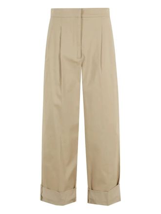 Max Mara Broek met geplooide voorkant en cuffs - Beige