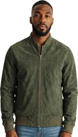 Infinity Leather Mens Green Goat Suede MA-1 Bomber Jacket-Antalya