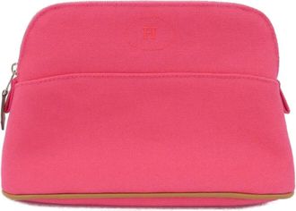 Herm&egrave;s Bolide Silver Canvas Pouch (Pre-Owned)