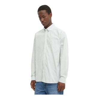 Les Deux Overhemden, Heren, Wit, M, Katoen, Kent Stripe Peached Poplin Shirt