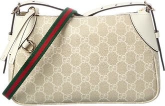 Gucci Gg Emblem Small Supreme Canvas & Leather Shoulder Bag