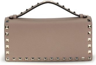 Valentino Garavani Womens Chain Wallet Rockstud Powder Calf Leather & Purses