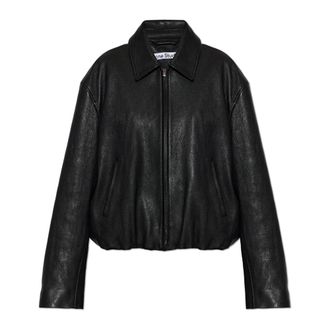 Acne Studios Leren Bomberjack - Dames - Jassen - Zwart - Maat: XS Zijde