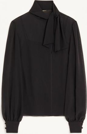 Valentino Top In Light Georgette Con Sciarpina Donna NERO 36