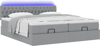 vidaXL Estructura De Cama Otomana Colchones Tela Gris Claro 180x200cm Vidaxl