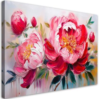 Artgeist Quadro su tela, Peonie rosa in fiore Fiori - 60x40