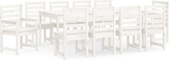 vidaXL Juego De Comedor De Jard&iacute;n 11 Piezas Madera Maciza Pino Blanco Vidaxl