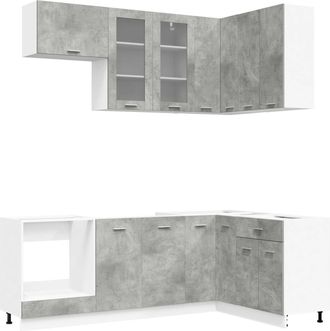 vidaXL Unidad De Cocina Lyon 8 Uds. Gris Hormig&oacute;n Madera De Ingenier&iacute;a Vidaxl