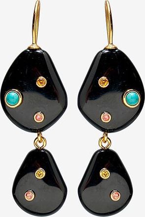 Lizzie Fortunato Ohrh&auml;nger aus schwarzem Achat Stacked Stone