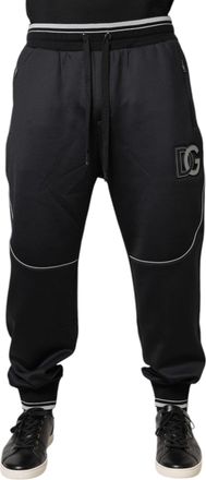 Dolce & Gabbana Mens Black Polyester Logo Jogger Pants Elastane