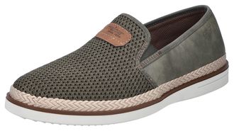 Rieker Slipper RIEKER, Herren, Gr. 45, gr&uuml;n (oliv, braun), Lederimitat, Textil, Schuhe Slipper, Espadrilles, Sommerschuh, Schlupfschuh mit gepolsterter Innen