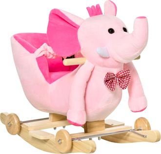 OEM Caballito Balanc&iacute;n Con Ruedas Forma De Elefante Caballo Balanc&iacute;n Para Beb&eacute;s De +18 Meses Con M&uacute;sicas 60x35x45 Cm Rosa