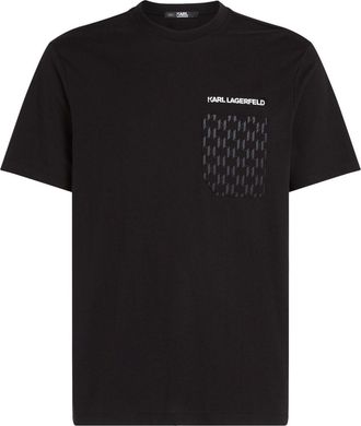 Karl Lagerfeld monogram-pocket T-shirt - men - Organic Cotton - S - Black