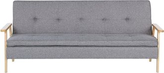 Beliani Beliani - Modern Fabric Sofa Bed Solid Wood Armrests Legs Convertible Light Grey Tjorn