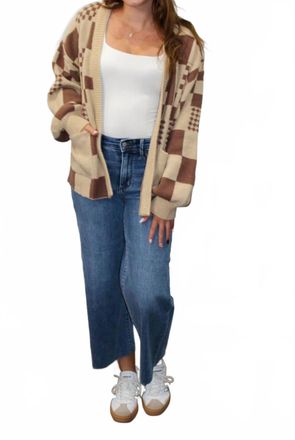 So Me Loretta Open Front Cardigan In Mocha, Oatmeal