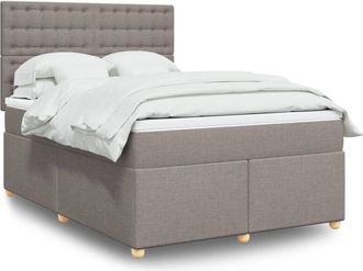vidaXL Vidaxl - Cama Box Spring Con Colch&oacute;n Tela Gris Taupe 140x200 Cm