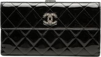 Chanel Pre-owned Patent Leather Front Flap Wallet - Dames - Vintage Accessoires - Zwart - ONE Size - Leer - Vintage