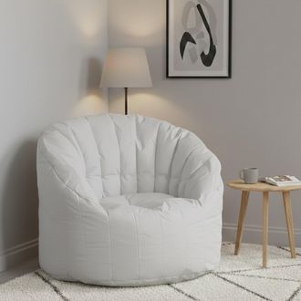 Talamo Italia Talamo Italia - Dmora Fauteuil Rond Rembourr&eacute;, Couleur Blanche, Dimensions 80 X 80 X 80 Cm