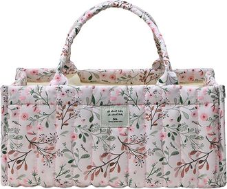 Generic Pufei Padding Shoulder Bag Floral Printed Handbag Multi Compartments Trip Storage Bag