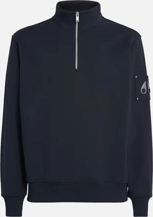Moose Knuckles Mens Moose Knuckles Hartsfield 1/4 Zip Sweatshirt 833 Navy - Black - Size: 42