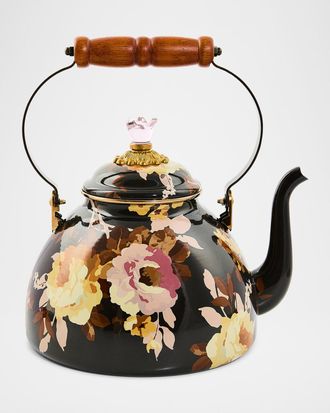 MacKenzie-Childs Wild Rose Mocha 3-Quart Tea Kettle