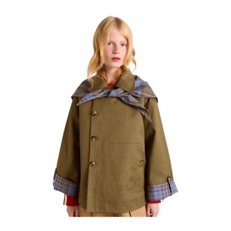 Damson Madder Jassen, Dames, Groen, XS, Katoen, Jerry Crop Trench Coat