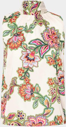 Misa Luka Floral Satin High-Neck Top