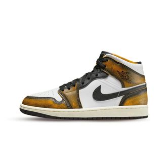 Nike Jordan 1 Mid SE Orange Wear Away - unisex - Sport - Veelkleurig - Maat: 45 1/2 EU Leer