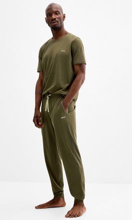 BOSS Mens Comfortable khaki pyjama joggers
