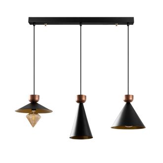 Wonderlamp Regleta de techo 3 luces negro y cobre