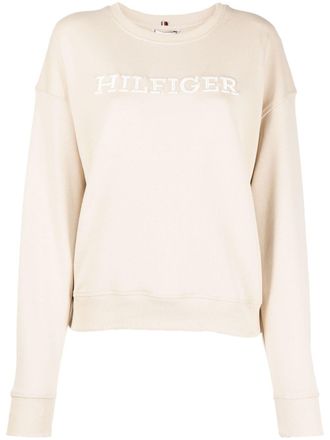Tommy Hilfiger logo-print cotton sweatshirt - Neutrals