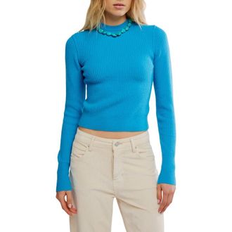 Free People Ever After Rib Sweater in Swedish Blue at Nordstrom, Size X-Small