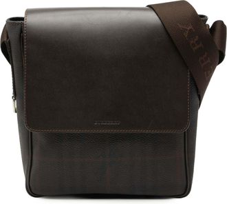 Burberry Pre-owned Womens Smoke Check Coated Canvas And Leather Crossbody - Dark Brown Textile - One Size