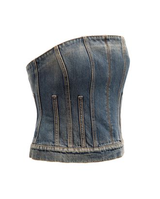 Alexander McQueen Denim Corset-Construction Jacket - Blue