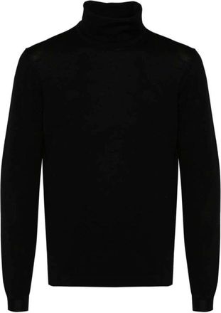 Goes Botanical Zwarte Merinowol Coltrui Trui - Heren - Coltruien - Zwart - 3XL - Wol - Truien & Vesten