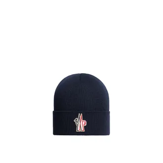 Moncler Moncler Logo Wool Beanie, Men, Blue, Size: One Size