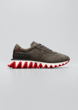 Christian Louboutin Mens Loubishark Flat Mixed-Media Red Sole Sneakers
