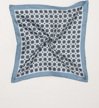 Brioni Foulard quadrato in pura seta con stampa geometrica a contrasto