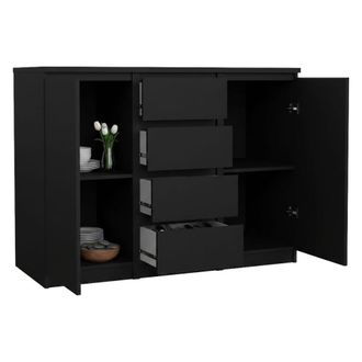 Dmora Dmora - Aparador Angelika, Buf&eacute; De Sal&oacute;n, Aparador De Sal&oacute;n, Despensa De Cocina, 121x50 H91 Cm, Negro