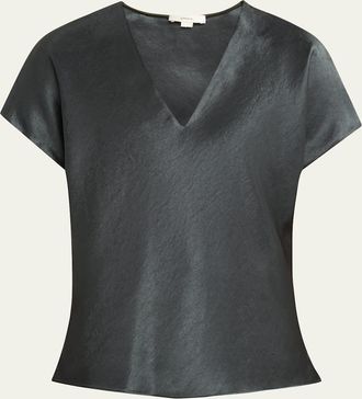 Vince Satin V-Neck Blouse