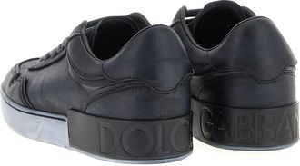 Dolce & Gabbana Mens Black Lamb Leather Low Top Sneakers