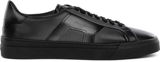 Santoni Black gray leather sneaker