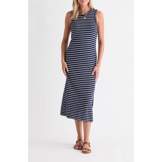 Vineyard Vines Terry Midi Dress in Bay Stripe Navy at Nordstrom, Size X-Small